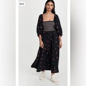 Free People Dahlia Embroidered Midi Dress